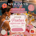 Affiche de l’événement NYA DAYS Girls Therapy du samedi 27 juin 2026, de 15h à 17h sur la terrasse de l’Institut NYA. Au programme : un atelier peinture expression libre girly animé par Bookclub Auxerre, des cocktails et mignardises par Bycam89, et une pose de faux cils auto adhésifs par NYA Cosmetics. Entrée à 17 euros, réservation sur nyacosmetics.fr.